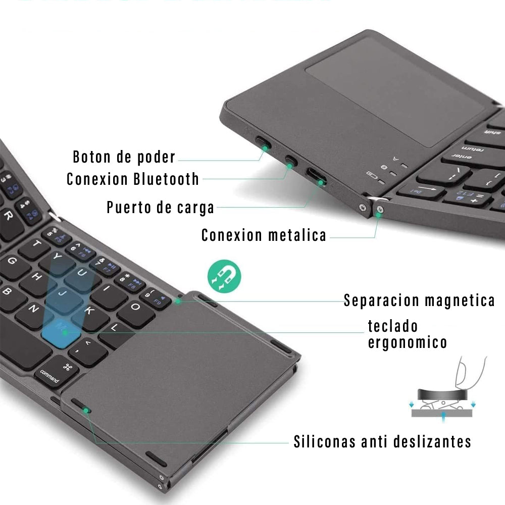 Teclado Bluetooth Plegable Con Touch Pad Mouse