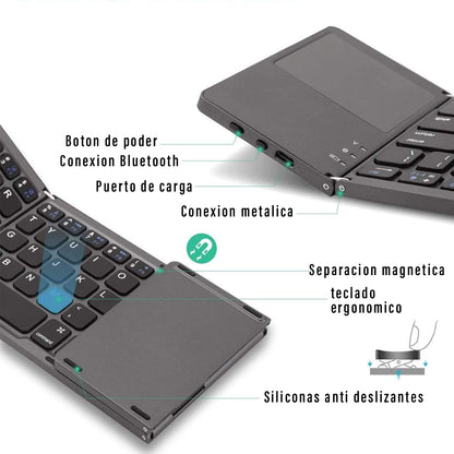 Teclado Bluetooth Plegable Con Touch Pad Mouse